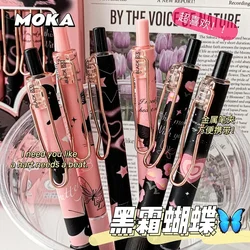 6Pcs/box Korean Y2K Trend Pink Black Gel Pen 0.5mm Black Ink Quick-drying Student Exam Note Writing Pen Cute INS Girl Stationery