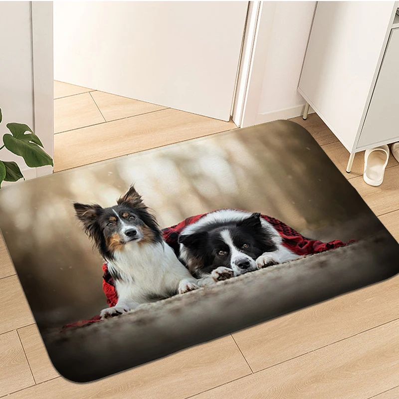 

Border Collie Dog Carpet Living Room Washable Non-slip Kitchen Bathroom Rug Veranda Floor Mat Animal Entrance Door Doormat Home