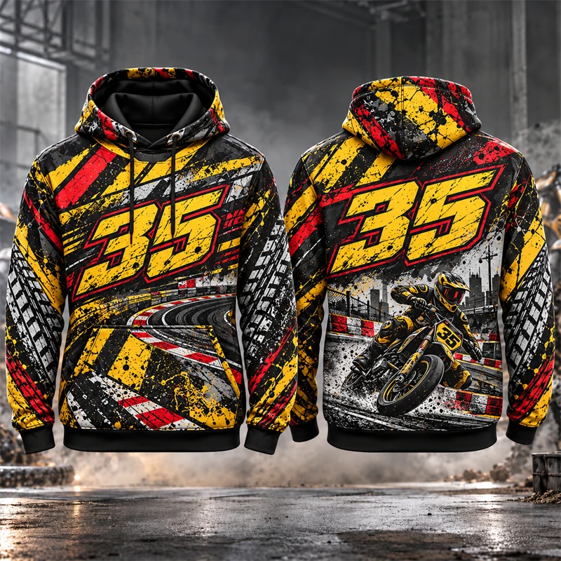 3D Printed Racing Customized Number Geometric Bike Rider Pattern Hoodie Men Trend Cool Sweatshirt Sports Unisex Daily Hoodies