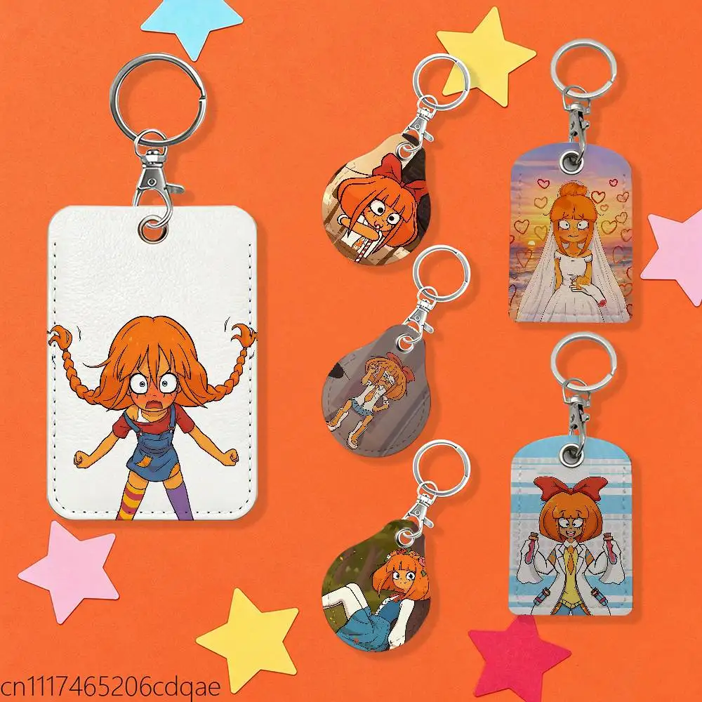 FOR Ongezellig Mymy Maya 1pcs Leather Card Holder With Key Ring Water Drop Shaped Key Case Keychain Doorlock Accessories