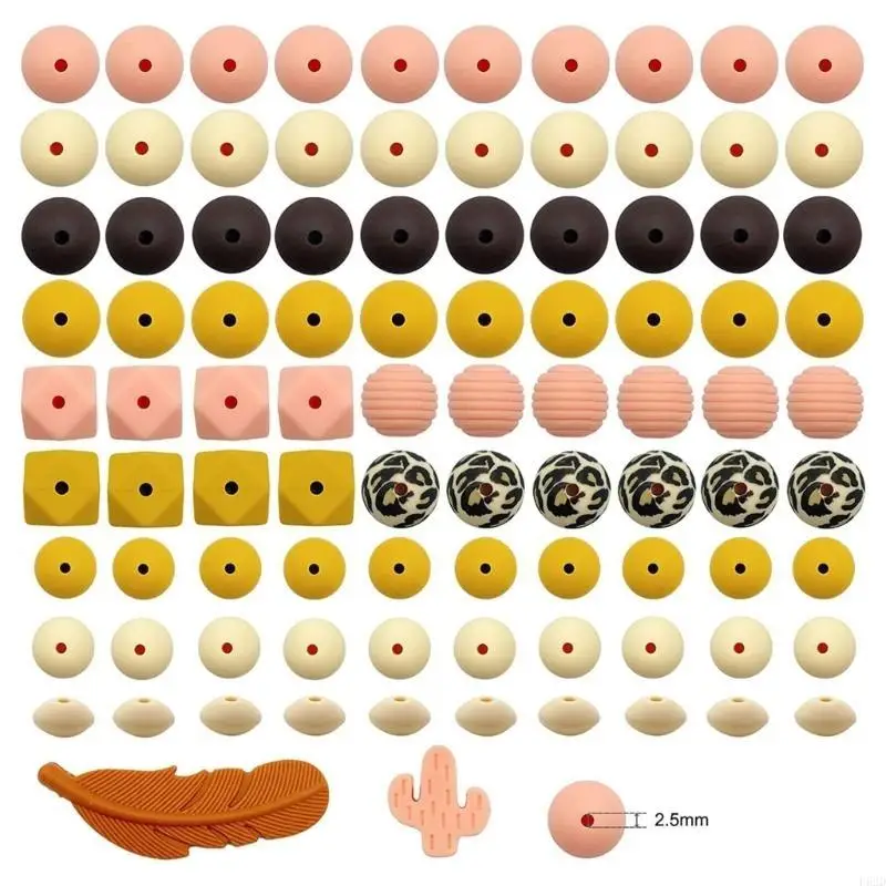 F62d Sunset Silicone Losse kralen voor sleutelhanger DIY Siliconen kralen rond siliconenpalen