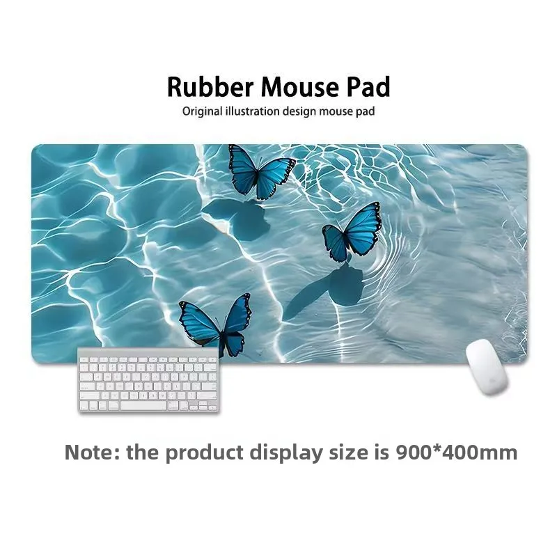 

Large Blue Butterflies Wave Mouse Pad Anti-Slip Long Desk Mat play mats Computers Offices and Gaming Keyboards Stylish Design