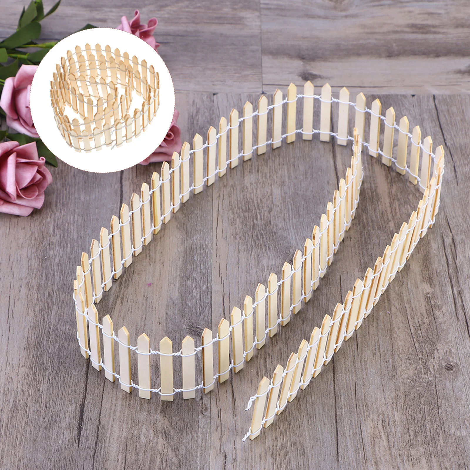 

100Cm X 5Cm Mini Wooden Fence For Fairy Garden, Diy Micro Landscape Decor, Christmas Tree Ornament, Small Picket Fence For