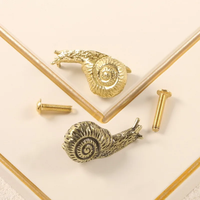 Brass Snail Pure Copper Drawer Shoe Cabinet Door Handle Creative Wardrobe Tea Caddy Jewelry Box Knob Diy Decoration Pulls Handle