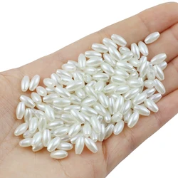 200Pcs 8mm Acrylic ABS Rice Tube Beads Simulation Pearl Spacer Loose Beads For Jewelry Making DIY Bracelet Necklace Accessories