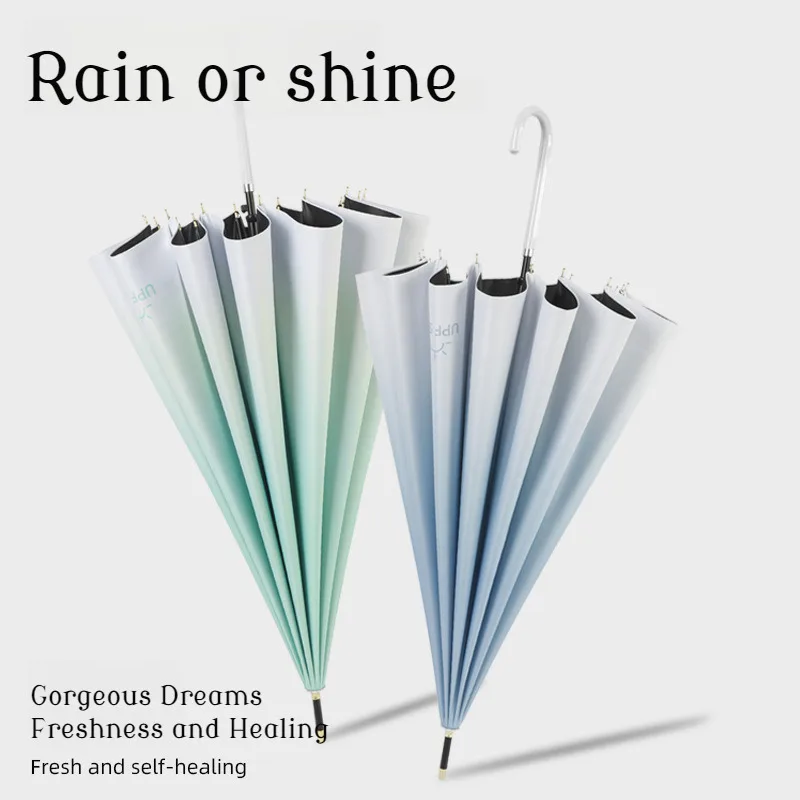 Gradient Color Sun Umbrella Windproof 16 Ribs Fashion Long Umbrella for Women Golf Big Umbrella Windproof Strong Free Shipping