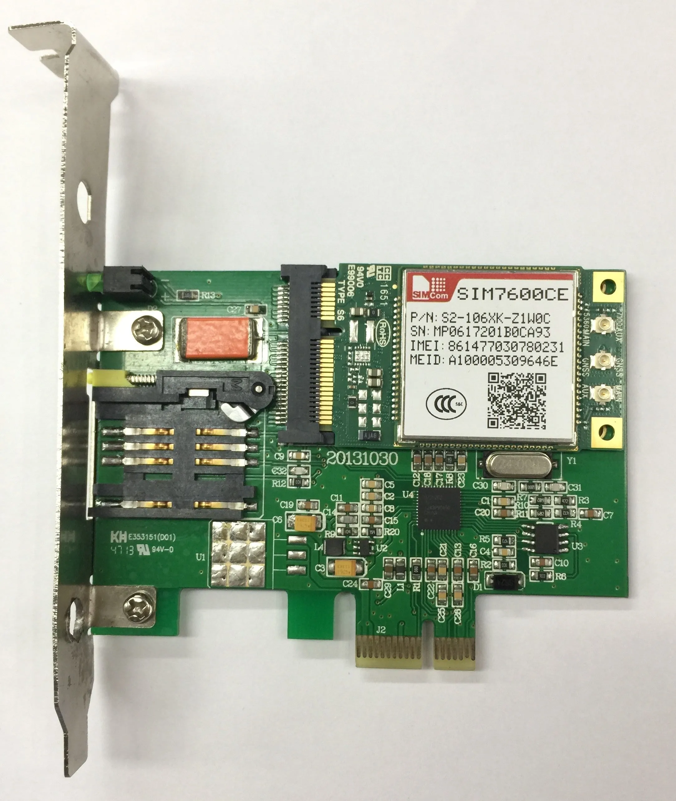 Fábrica GLOBLLY PCIe 4G LTE WCDMA/HSDPA GPS MÓDEM SIM7600G