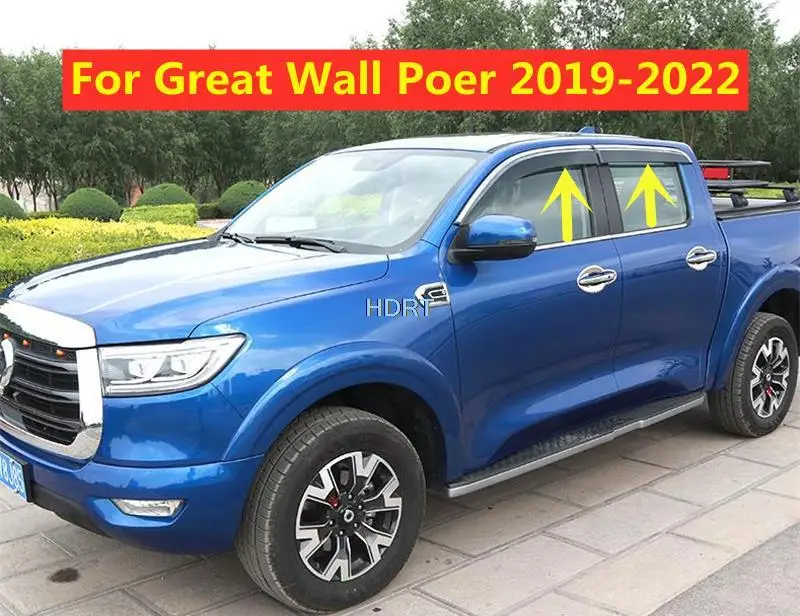 

Side Window Deflector For Great Wall GWM Poer 2019-2022 Car Styling Weather Shield Visor 4pcs Sun Rain Guards Protector Sticker