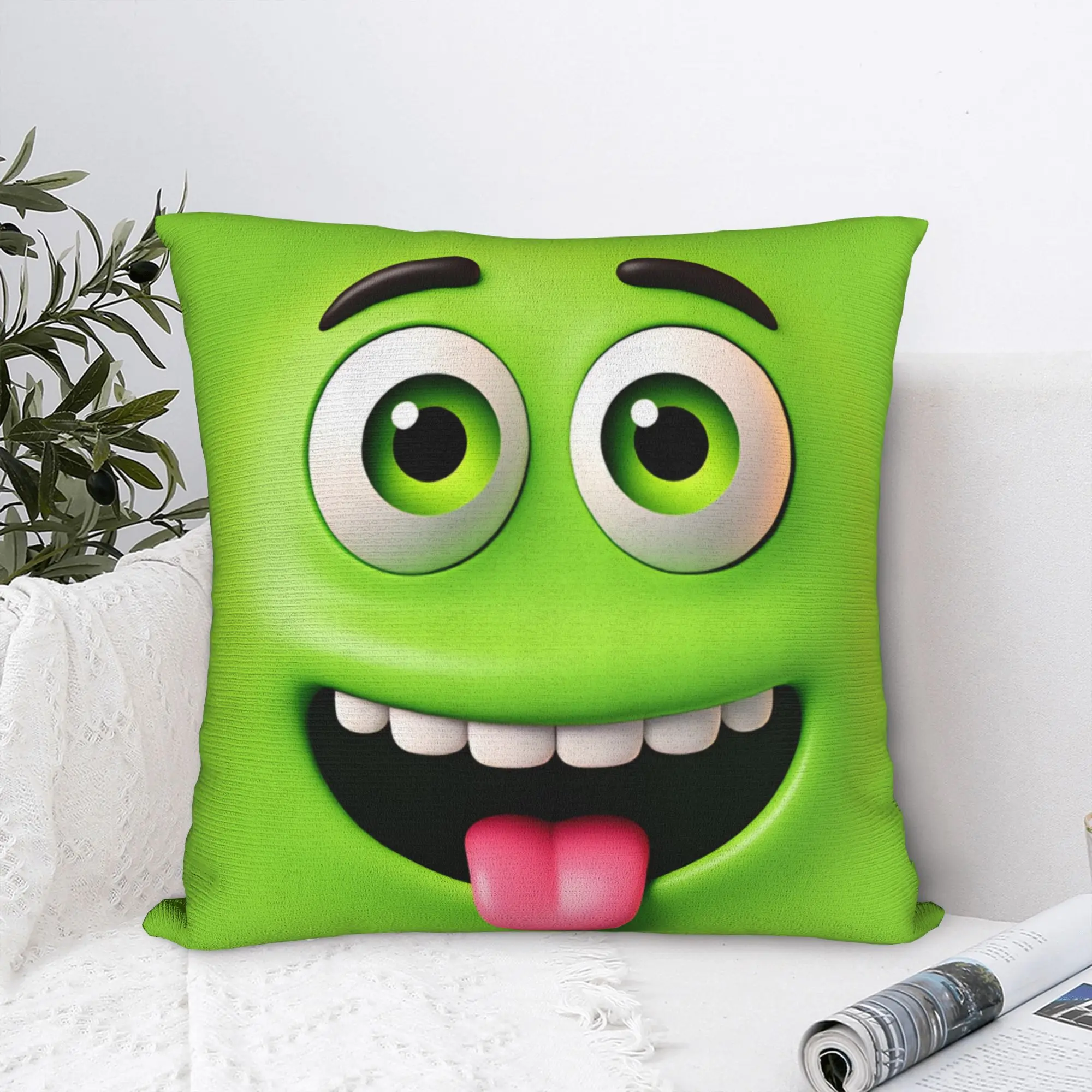 The Monster With Big Eyes Cartoon Face Meme Pillow Case  Soft Pillow Cover Kawaii Pillowcases For Sofa Car Home Decor