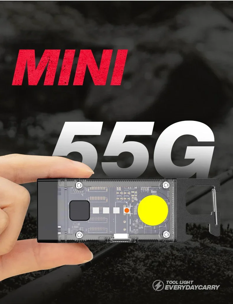 New Solar Keychain Light Charging Flashlight Multi functional Aluminum Alloy High Brightness Mini COB Work Light