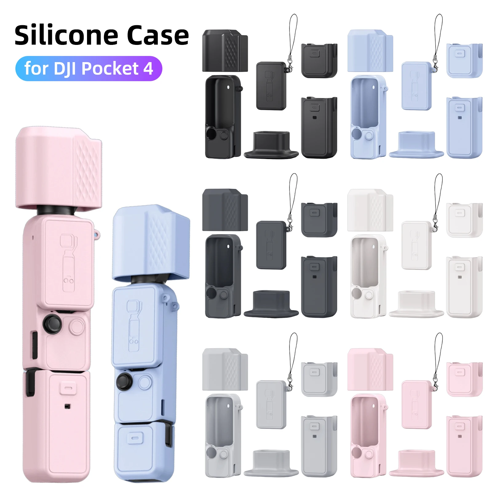 Étui en silicone pour DJI OSMO Pocket 4, housse de protection anti-rayures, capuchon de protection pour l'écran et l'objectif, accessoires de base fixe pour Pocket4