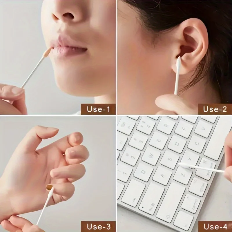 100/300/800PCS 이중 헤드 일회용 면봉 귀 청소 메이크업 제거 및 위생 귀 청소 면봉