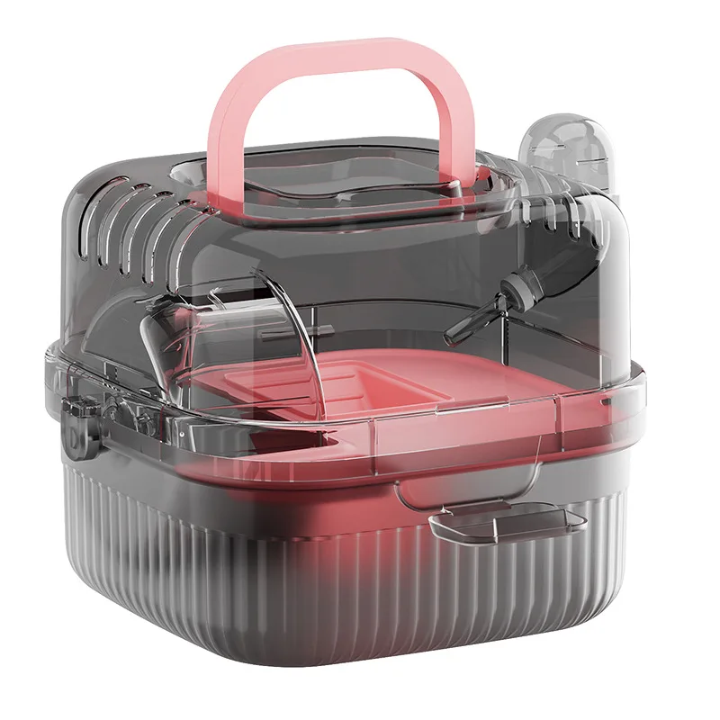 

New Release 360 Degree Luxury Large Space Portable Transparent Hamster Acrylic Cage Suitcase Running Wheel Golden Silk Bear Cage