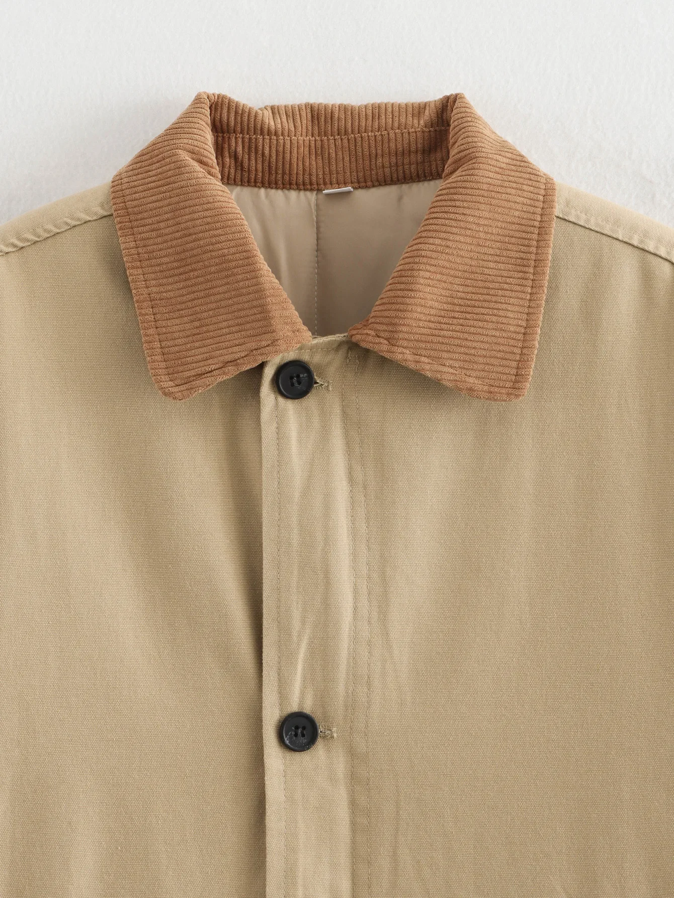 2025 Autumn Short Windbreaker Jacket Women Khaki Lapel Coats Jackets Zip Up Fully Lined Winter Coats with Pockets