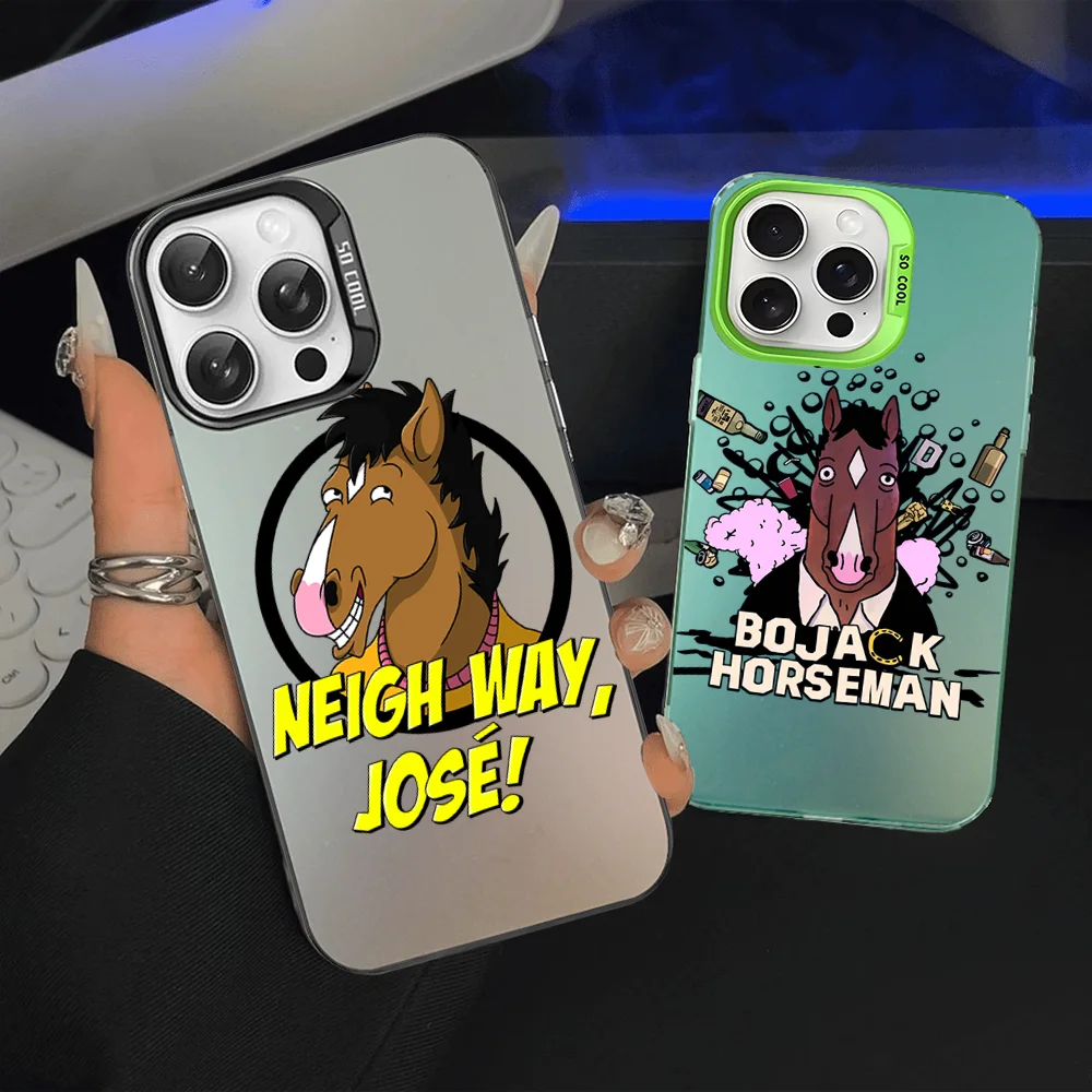 B-BoJack Cartoon Horseman Phone Case For IPhone 16 15 Pro Max Case 14 Plus 13 12 11 Color Silver Case