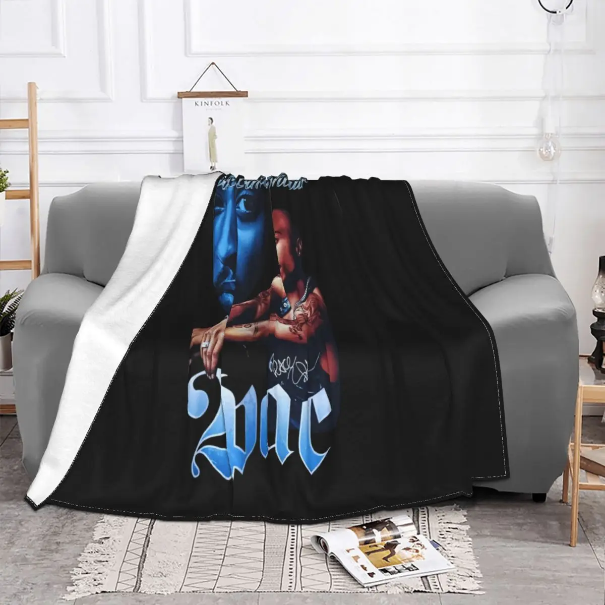 Vintage 90S 2Pac Tupac Shakur Long Beach Navy Men Party Selling Interested Middle Aged Adult Throw Blanket