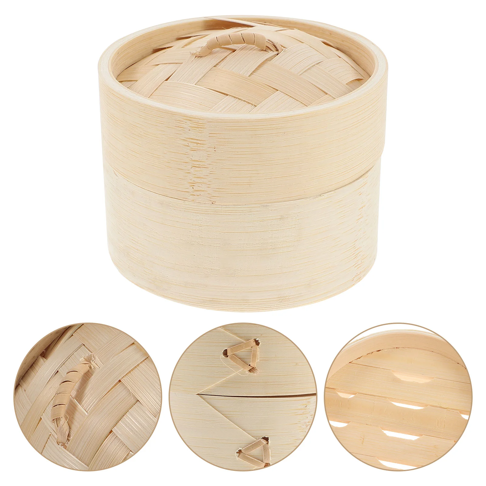 

Steamer Vegetable Kitchen Accessory Cooking Tool Bamboo Basket with Cover Bun Multi-function