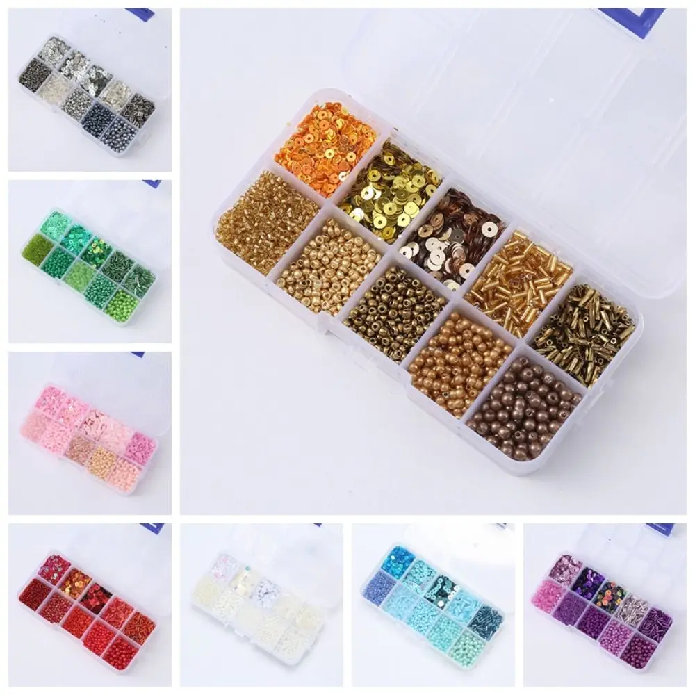 Glass Rice Beads Sequins Set Sequins Educational Imitation Pearl Material Kit Boost Creativity Pendant