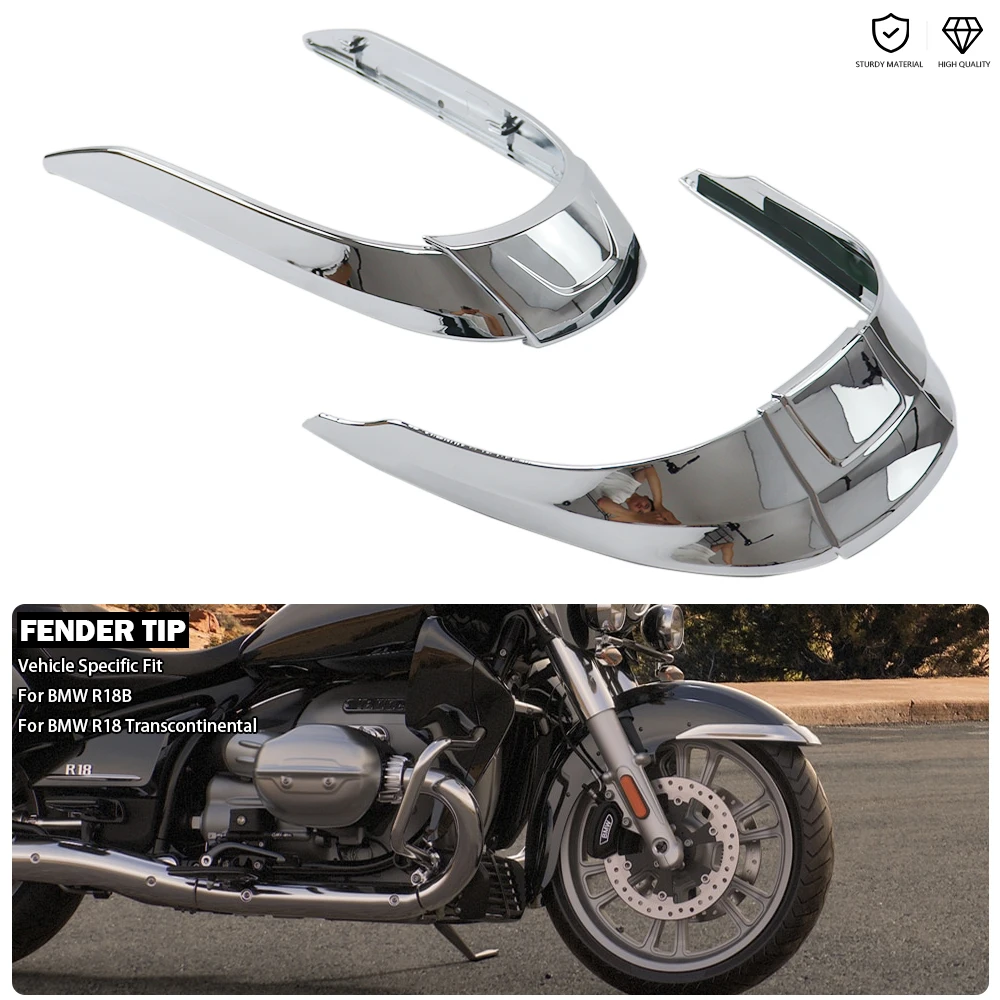 Motorcycle Front/Rear Fender Accent Tip Trim Cover Mud Splash Guard Skirt - Chrome For BMW R18 Transcontinental R18B 2021-2026
