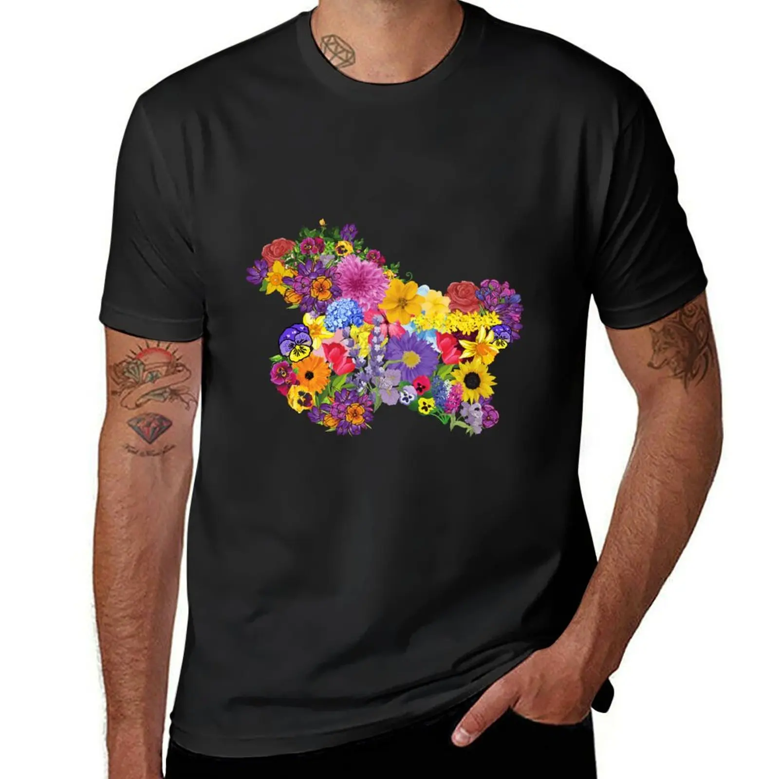 Floral Kashmir map T-Shirt Short sleeve tee quick drying oversizeds tops mens graphic t-shirts pack