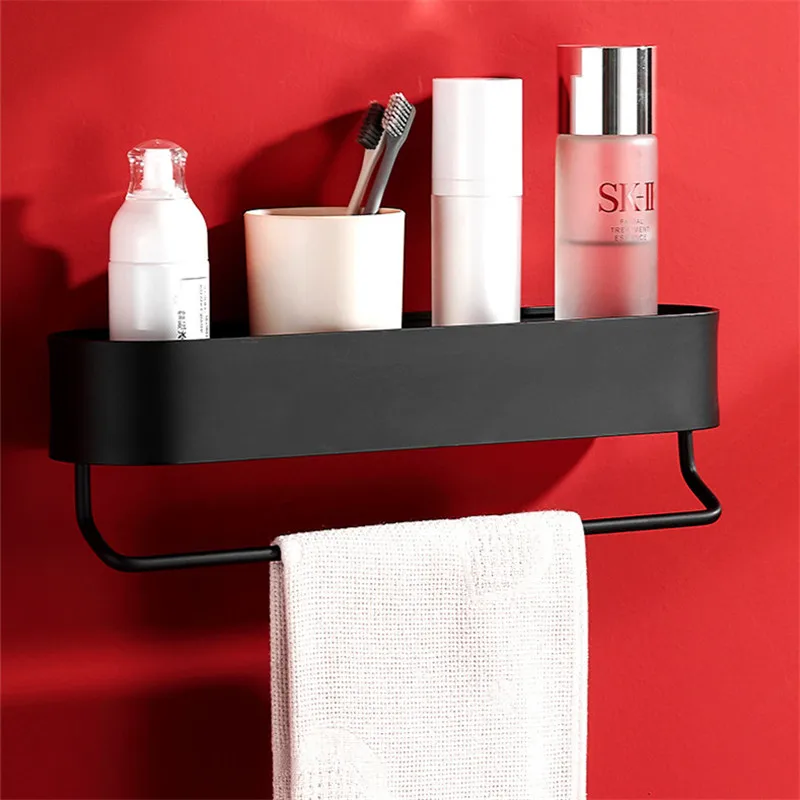 Black Bathroom Storage Holder Bathroom Shelf Aluminum Bath Shower Shelf  Bath Shampoo Holder Basket Holder Corner shelf