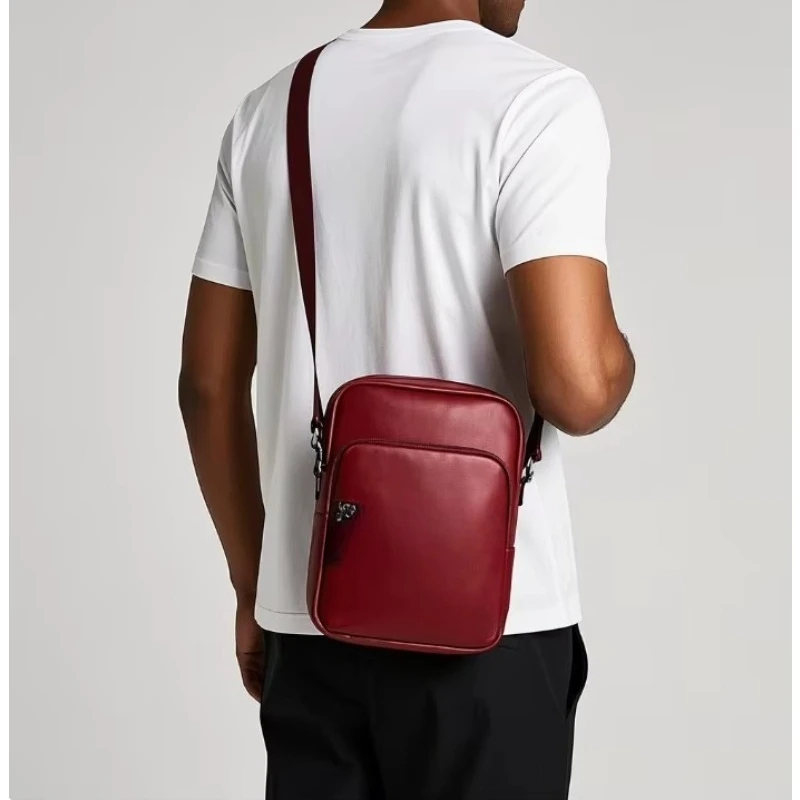 Classic Men's Leather Portable Square Shoulder Crossbody Bag Wallet