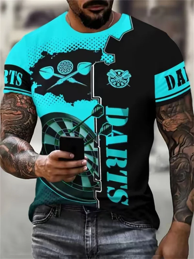 Darts Graphic Men's Hip Hop T-Shirts Short Sleeve 3d Printed Street Male Cotton Tops Summer O-Neck Casual Oversized Tee