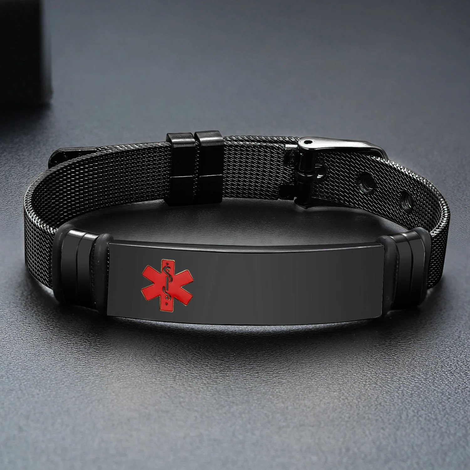 Medizinische ID-Armbänder für Erwachsene, Edelstahl-Armband, Wasserdichtes Schmuckgeschenk