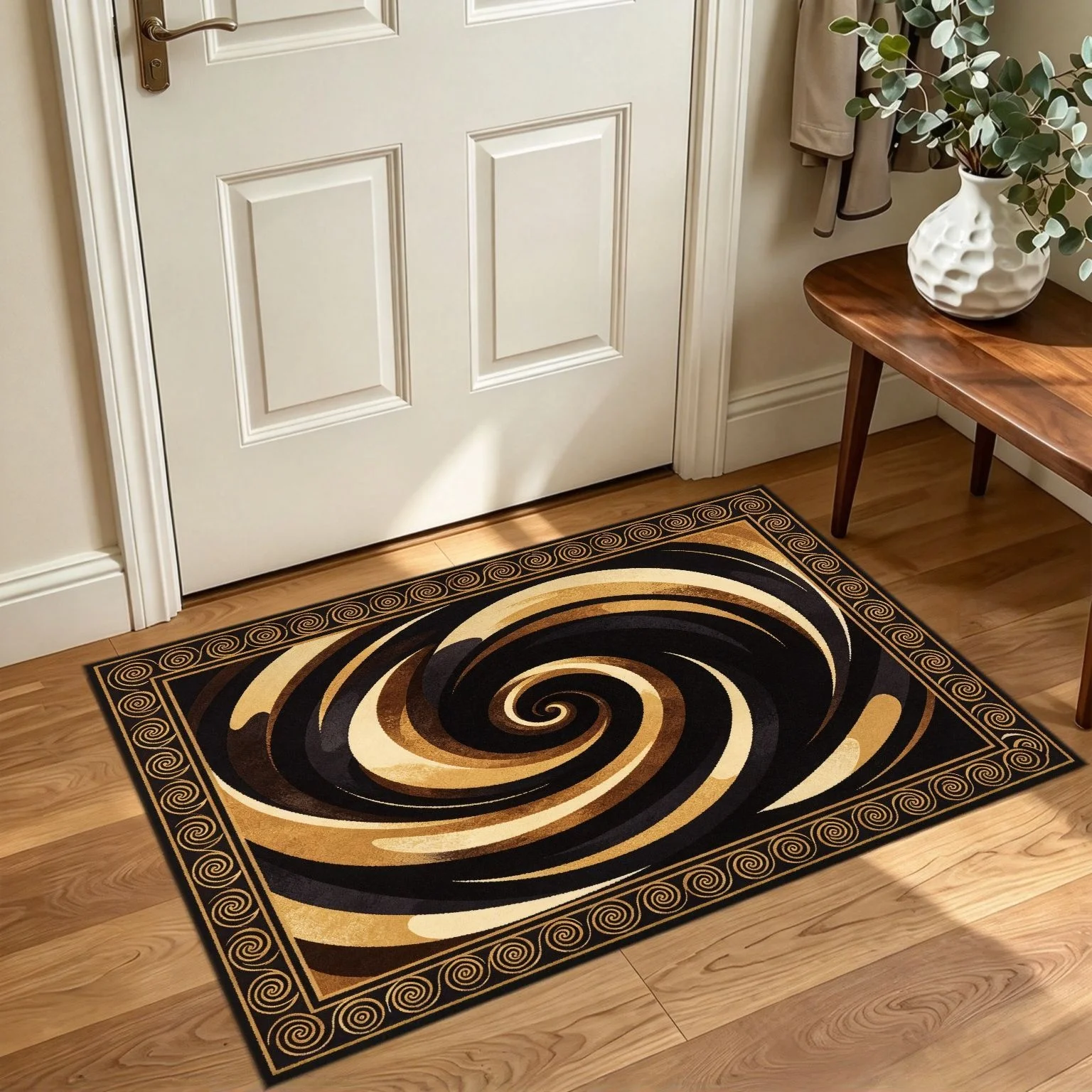 Imitation Stone Pattern Entry Door Mat Retro Mosaic Style Decorative Floor Mat for Hallway Living Room Indoor Home Decor