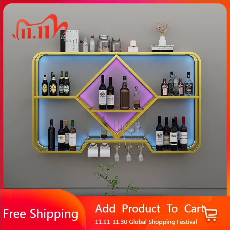 

Standing Display Wine Cabinet Luxury Vintage Whiskey Aesthetic European Wine Cabinet Minimalist Simple Metal Estante Furniture