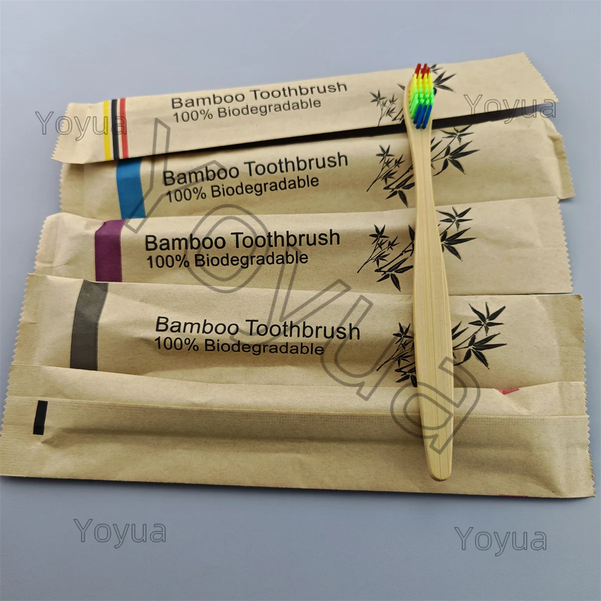 100Pcs Bamboo Toothbrushes Portable Eco Friendly Wooden Tooth Brush for Adults Toothbrushes Soft Dental Oral Care