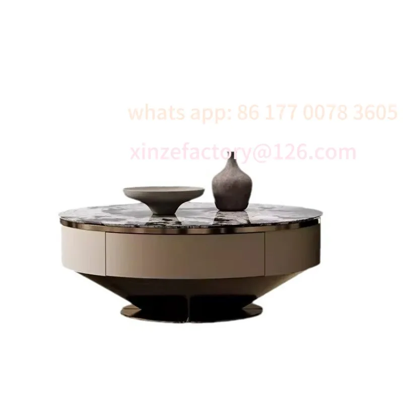 

Customizable natural marble coffee table 2025 new light luxury round coffee table large apartment household Italian minimalist l