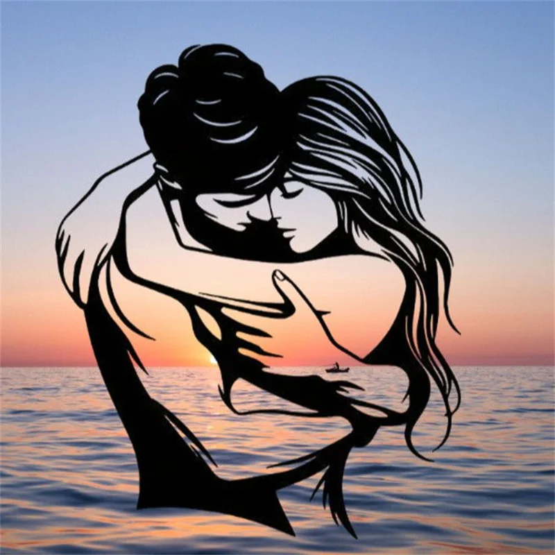 موضة المعادن احتضان زوجين خط جوفاء الحديد الفن غرفة المعيشة الديكور مدخل بسيط الجدار الشنق غرفة نوم هدية عيد الحب #2