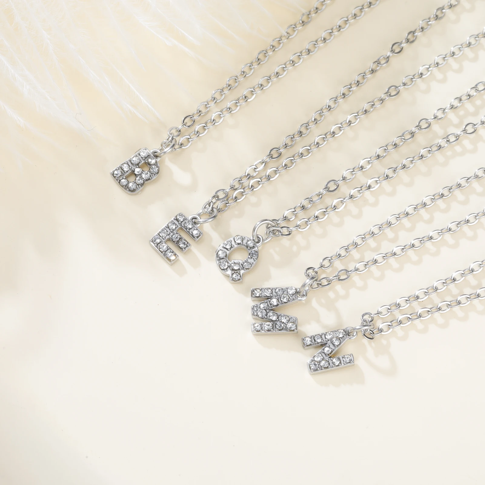 Skyrim Stainless Steel Clear Zircon A-Z Initial Necklace Women Trendy Choker Minimalist Alphabet Letter Jewelry Wholesale