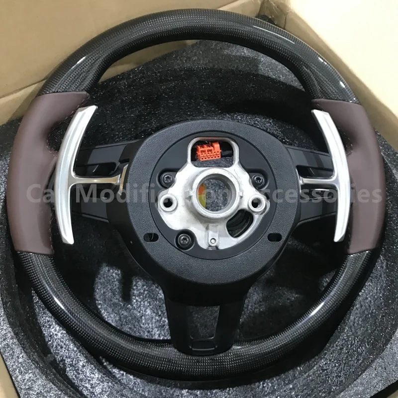 Real Carbon Fiber Steering Wheel For Porsche Mancan Cayenne Panamera Taycan Cayman 718 991 918 911 Car Accessories Modifitation