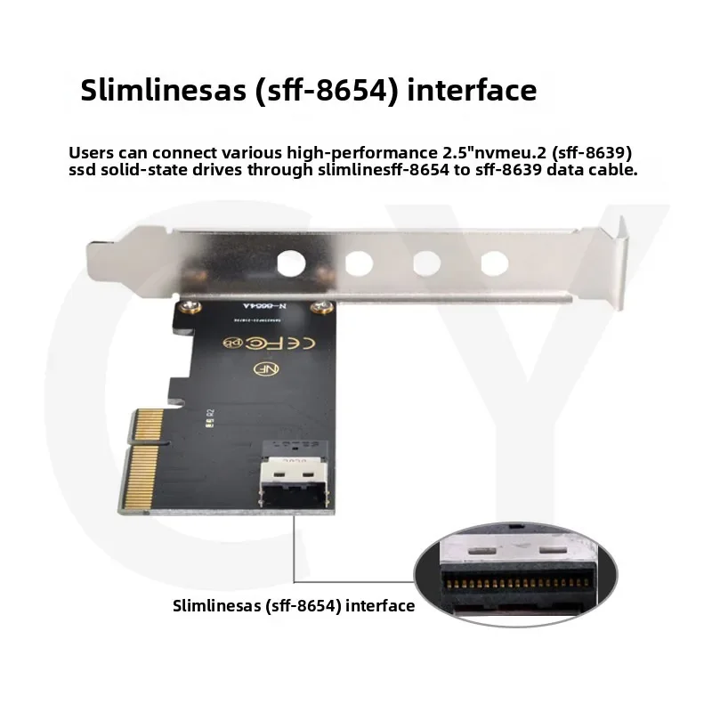 بطاقة تحويل محول PCIe 3.0 X4 إلى Slimline SAS (SFF-8654) إلى SSF-8639 SF-025 مع بروتوكول NVMe لمحرك الحالة الصلبة SSD