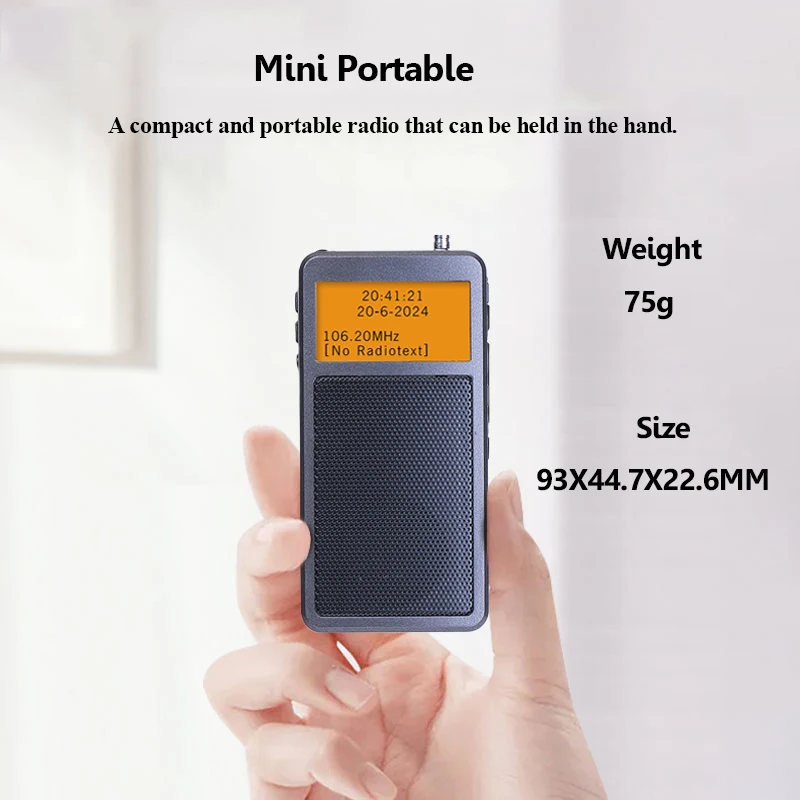 Mini radio Bluetooth portable de poche, DSP, radio FM stéréo, haut-parleur Bluetooth sans fil avec réveil, écran rétro4.2, aste