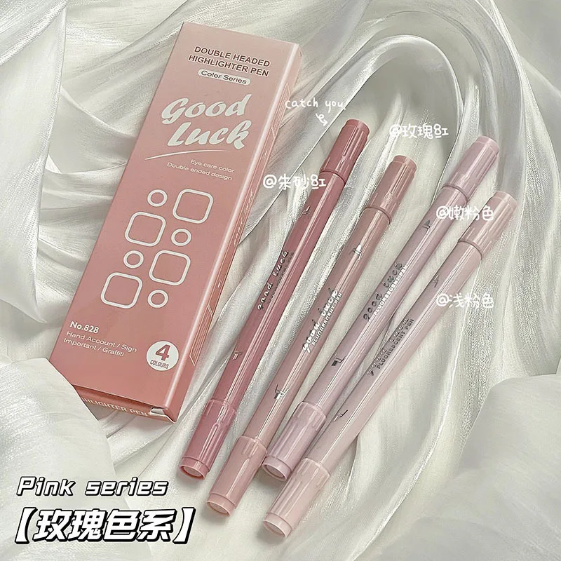 

4pcs/Set Highlighter Pen Kawaii Double Head Candy Color Markers Fast Dry Fluorescent pens pastel School Stationery Supplies