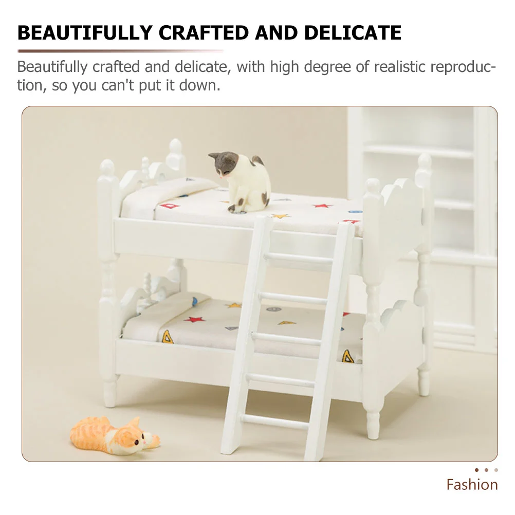 Set Cartoon Baby Kind Stapelbed Houten Mini Meubels Model Huis Decor