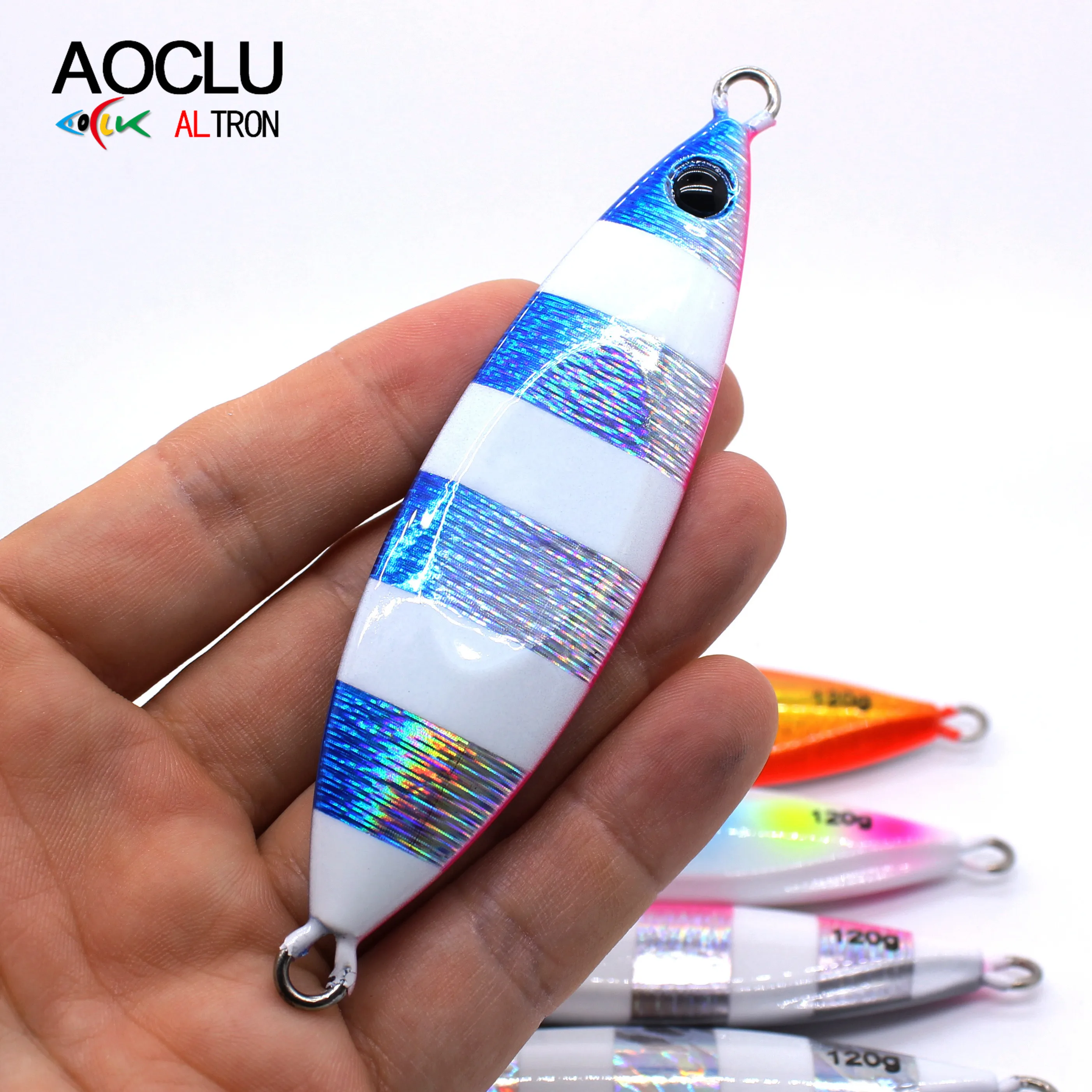 AOCLU Japan Quality Slow Metal Jig 5g 15g 40g 80g 120g Hard Bait Sinking Stick Fishing Lures Reflective Hologram Luminous UV