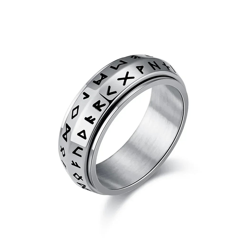 8mm Viking Anxiety Spinner Ring for Men Women Stainless Steel Fidget Rings Retro Men's Viking Jewelry Wholesale