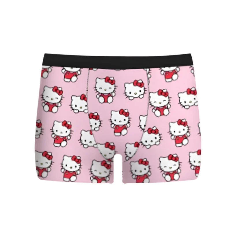 

Hello kitty cartoon cute 3D printed men's underwear mid-waist elastic breathable lingerie kawaii boxer pants wholesale new style