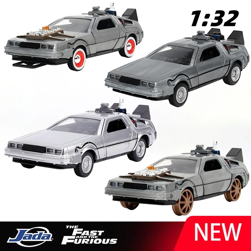 JADA 1/32 DMC-12 DeLorean DMC I II III Regreso al futuro máquina del tiempo Mr.Fusion vehículo de juguete fundido a presión modelo de coche