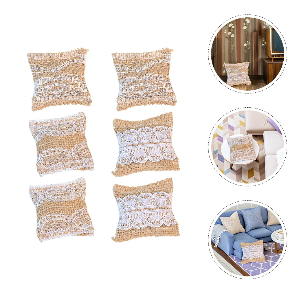 

6Pcs Miniature Dollhouse Pillow Set Soft Cushions Mini Sofa Throw Pillow Tiny Home Decor Living Room Bedroom Accessories