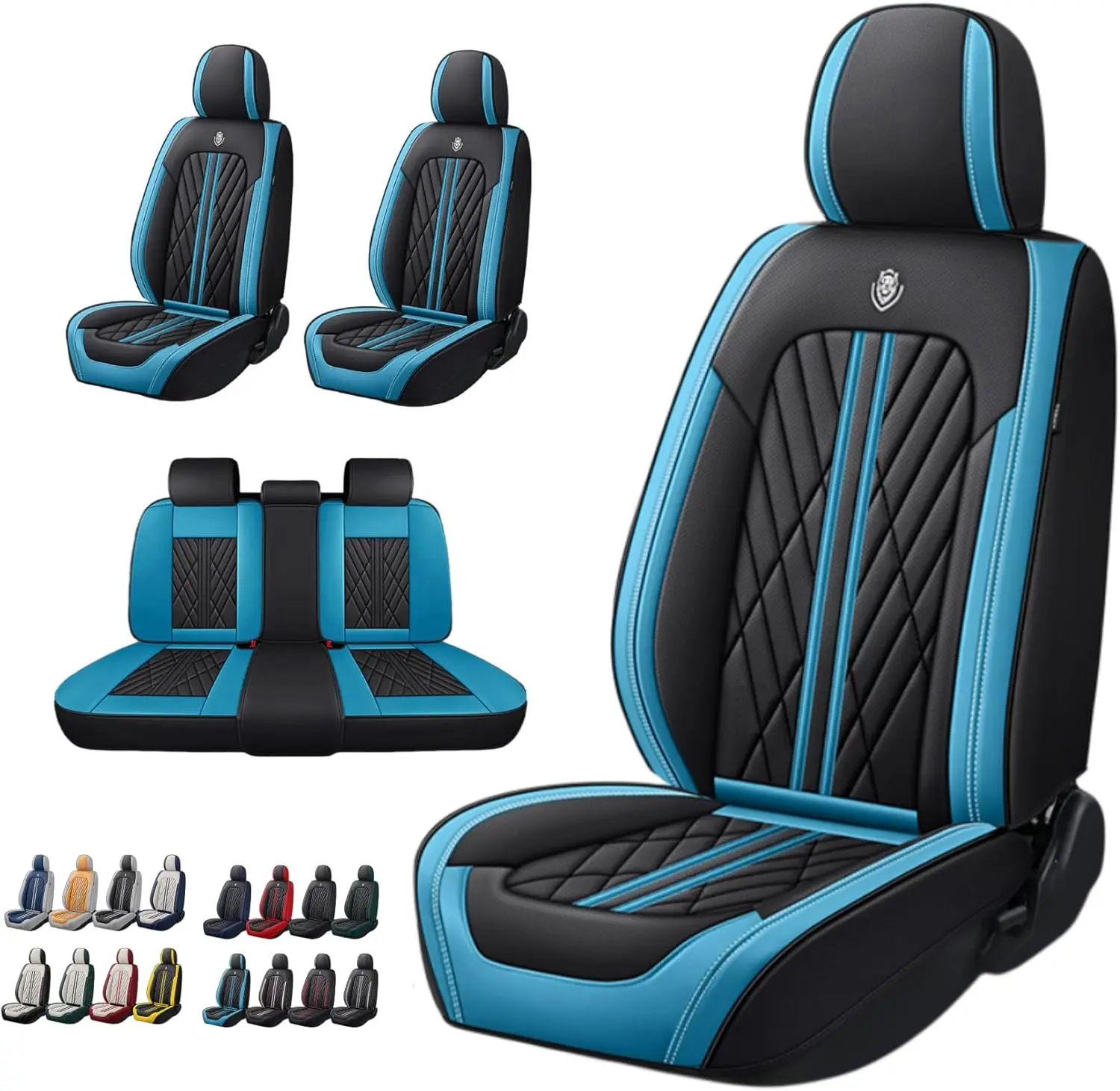 

Universal Fit Waterproof Breathable Nappa Leather Automotive Vehicle Car Seat Covers Set Cushion Protector for Sedan SUV