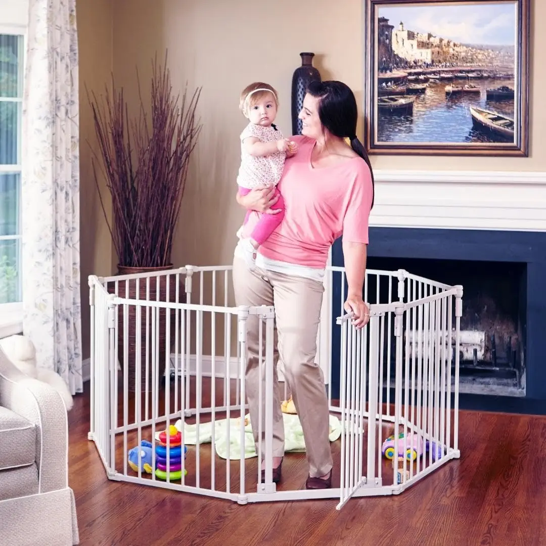 

3 in 1 Metal 8 Panel Play Yard, Baby Gate, Playpen or Extra Wide Baby Fence, 199" Wide. Wall Mount Kit Included