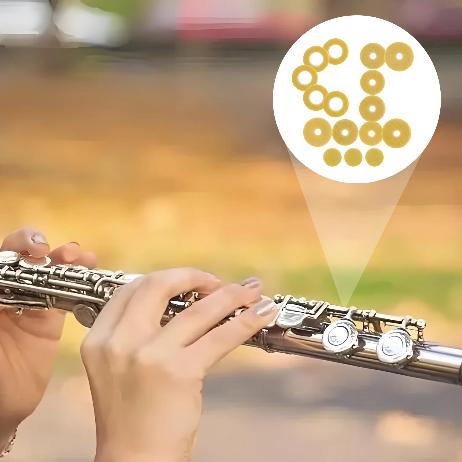 

16-hole Flute Open Hole Pads Beige Key Accessories Smooth Precise Nonslip Felt Material Longtime Use Maintenance Kit