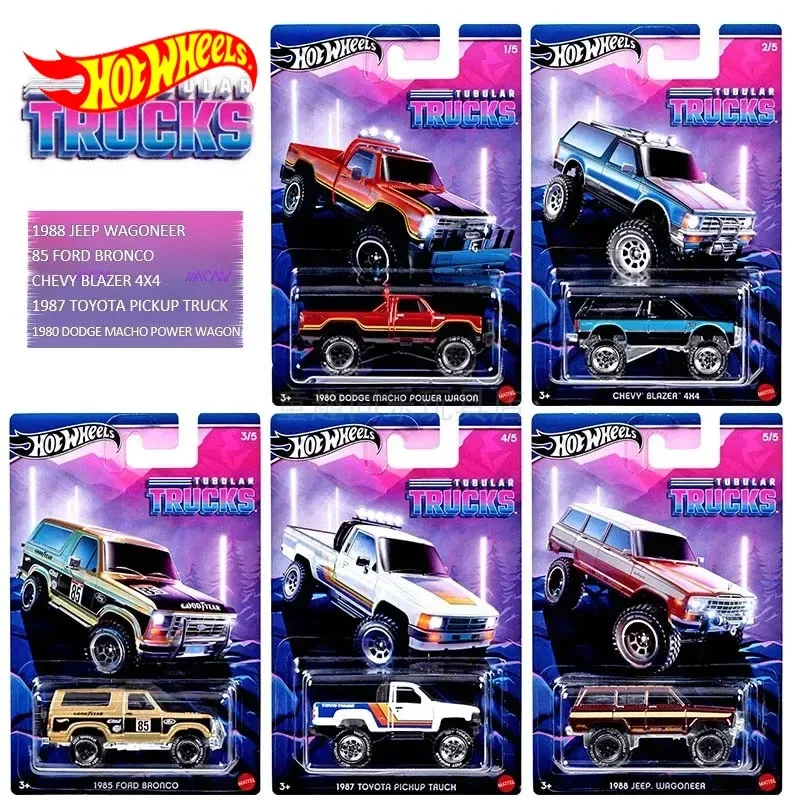 Original Hot Wheels Car Tubular Trucks Toys for Boys 1/64 Diecast Carro Dodge Macho Power Ford Bronco Toyota Pickup Jeep Chevy