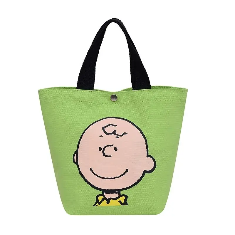 Snoopy anime peripherals, candy-colored cartoons, sweet handbags, cute prints, high-looking canvas bags, simple and versatile