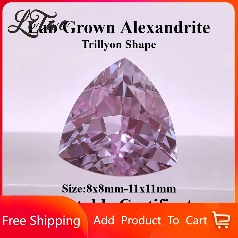 

Высококачественный выращенный в лаборатории александрит в форме трилион для изготовления ювелирных изделий своими руками, с возможностью выбора сертификата